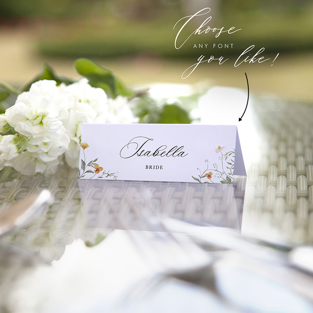 Golden Meadow Wildflower Wedding Place Cards | Spring